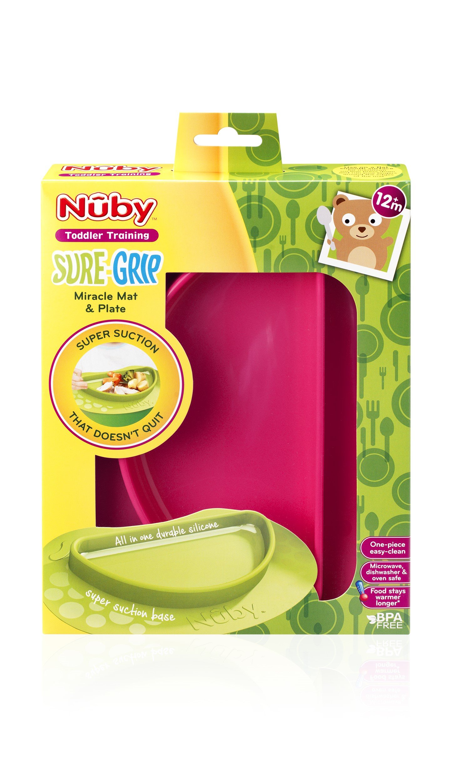 Nuby Sure Grip Miracle Mat and Plate (Pink) - Image 3