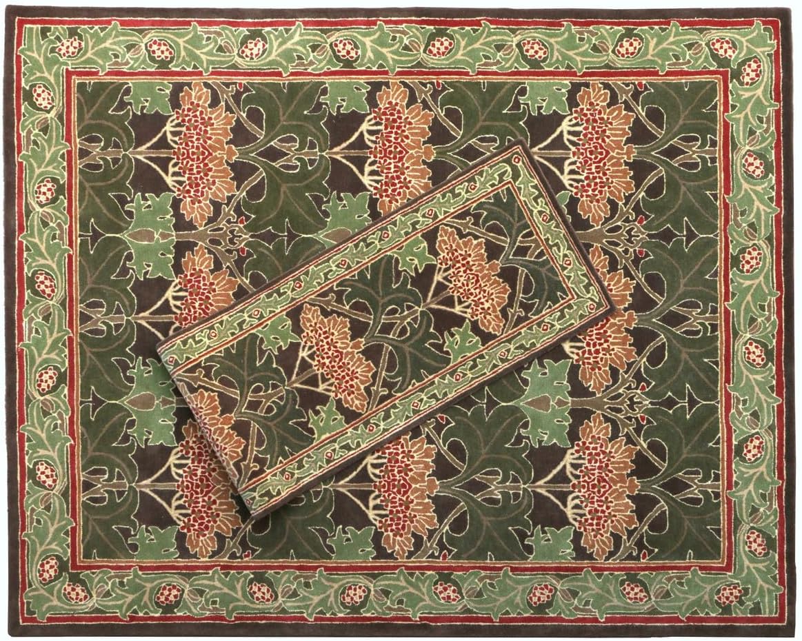 Hand-Tufted Wool Area Rug, Soft & Durable, Traditional Floral Carpet for Living Room, Bedroom, Dining Room, Entryway and Hallway, Luxurious Indoor Home Decor Floor Green