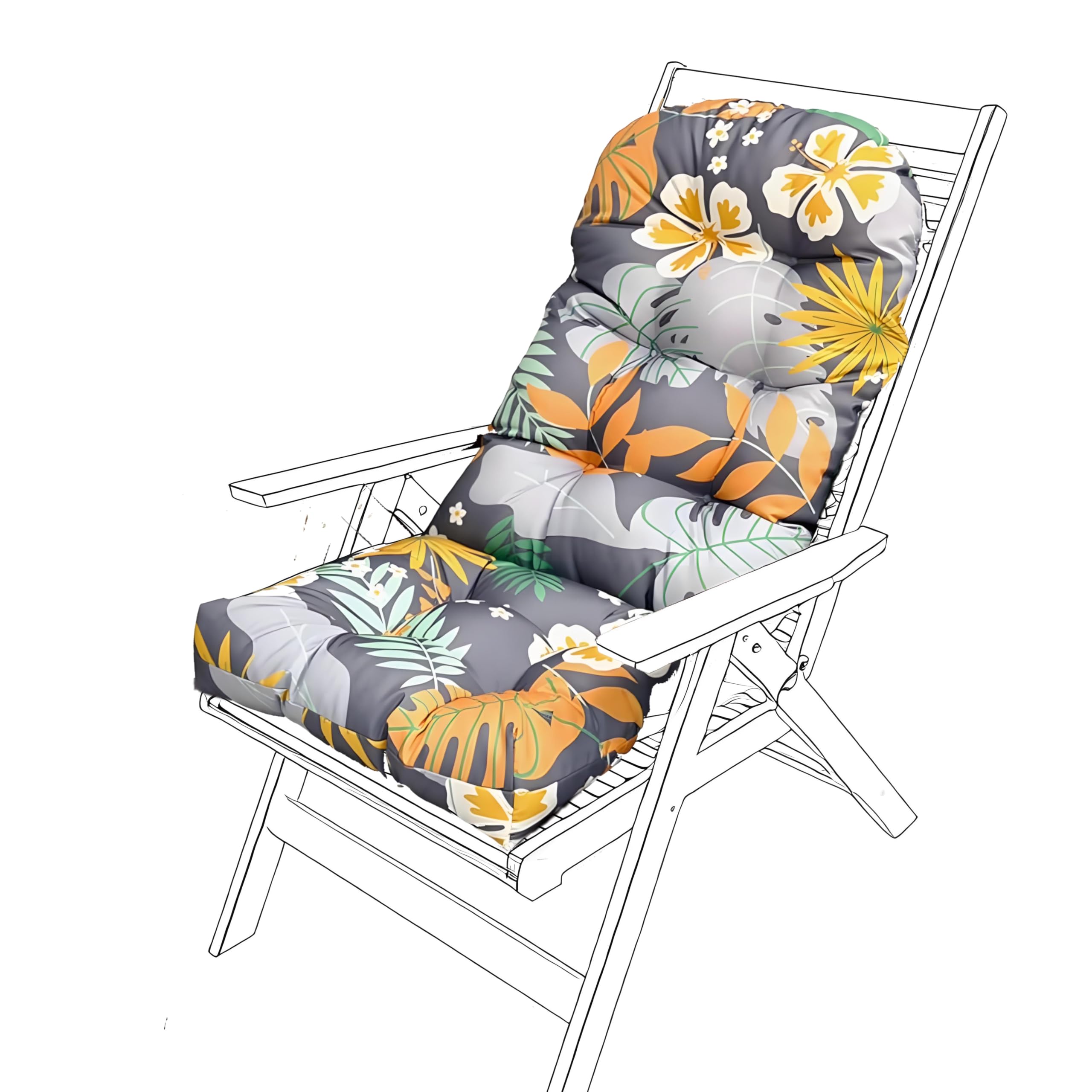 JhLwARes Rocking Chair Cushion,High Back Outdoor Chair Cushions with Ties Waterproof Garden Patio Furniture Cushions Replacement 4" Thickened Dining/Kitchen/Office Chair Seat Pads