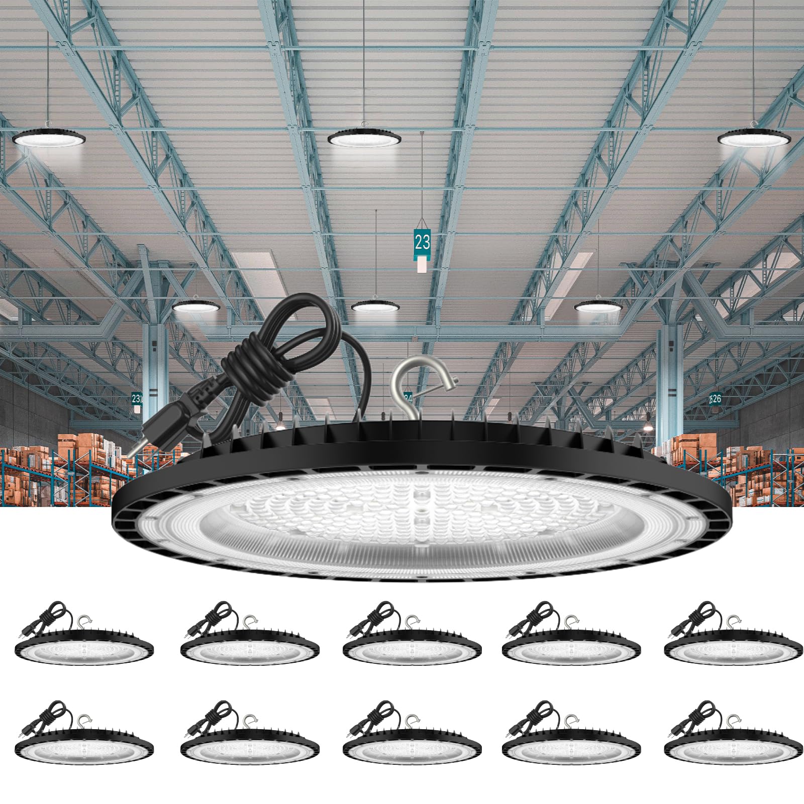 300W 10PACK UFO LED High Bay Light 40 000lm 5000K LED High Bay Lights with UL Listed US