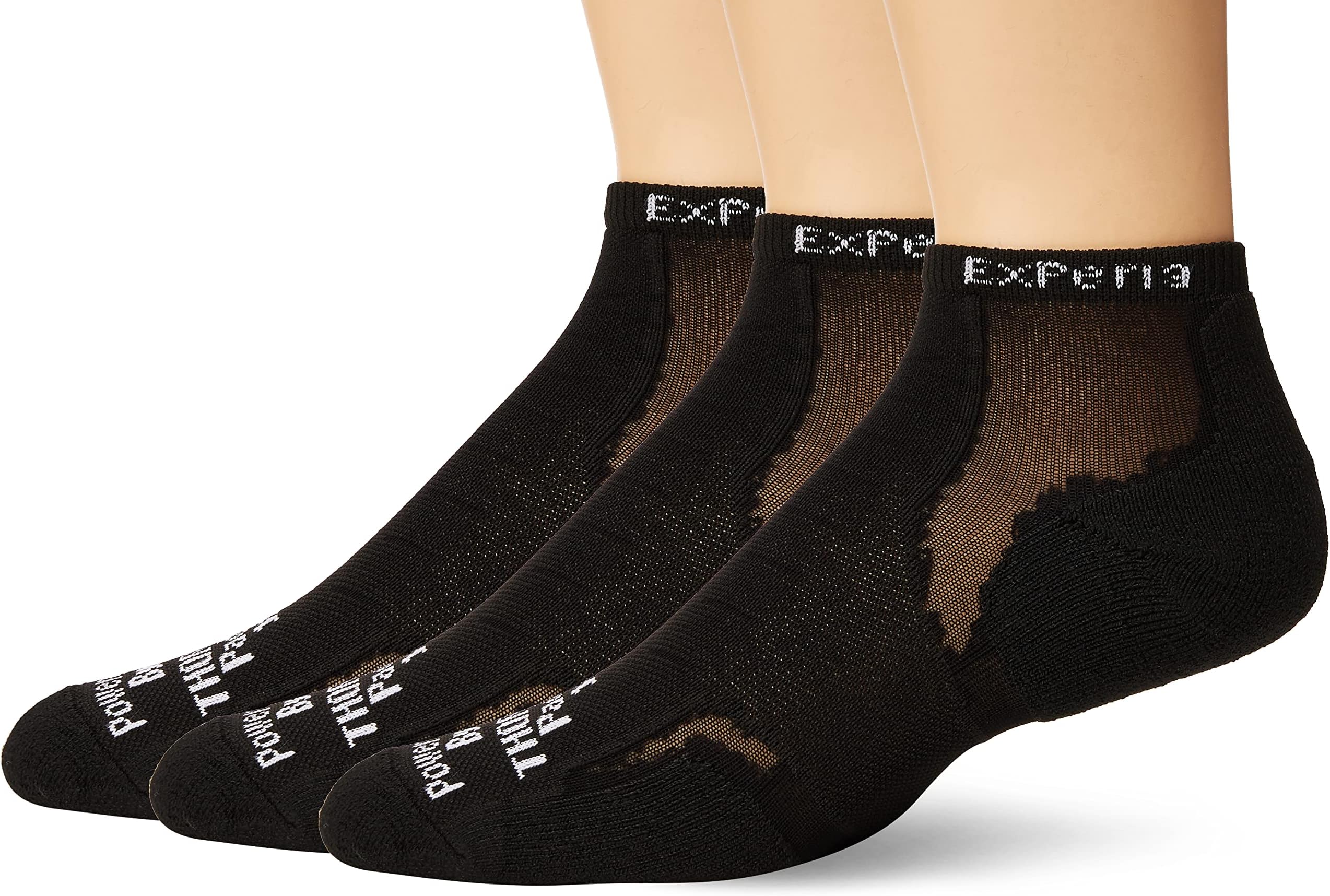 Thorlo Women's Experia Micro-Mini Crew Sock 3 Pack, Black/Black, 10