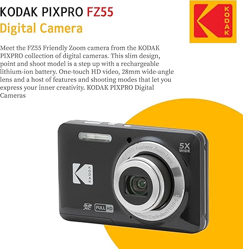 Miniatura 4 de KODAK PIXPRO FZ55 - Cámara digital de 16 Mp de punto y disparo, zoom óptico 5X, ángulo amplio de 28 mm, video Full HD 1080P, paquete con tarjeta SD