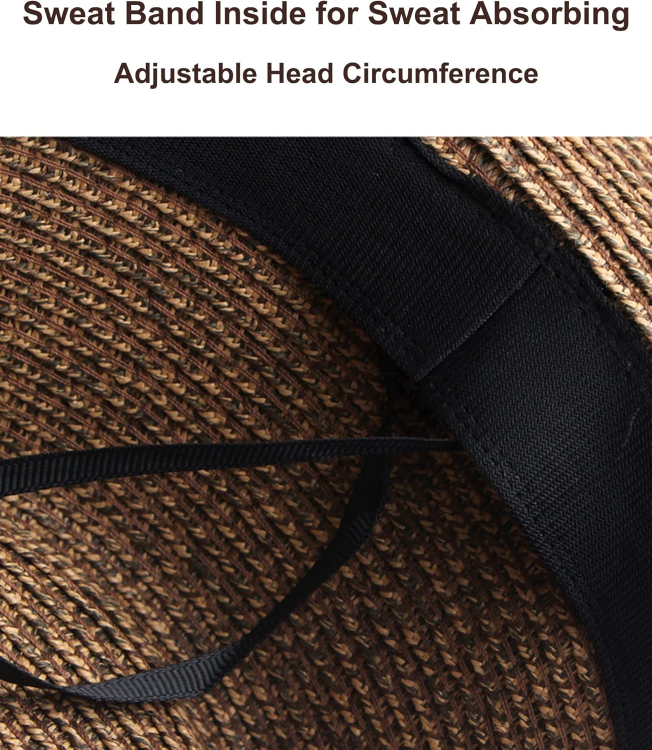 BXT Men Women Straw Cowboy Cowgirl Hat Western Hat with Wide Brim, Chin Strap, Brown - Image 3