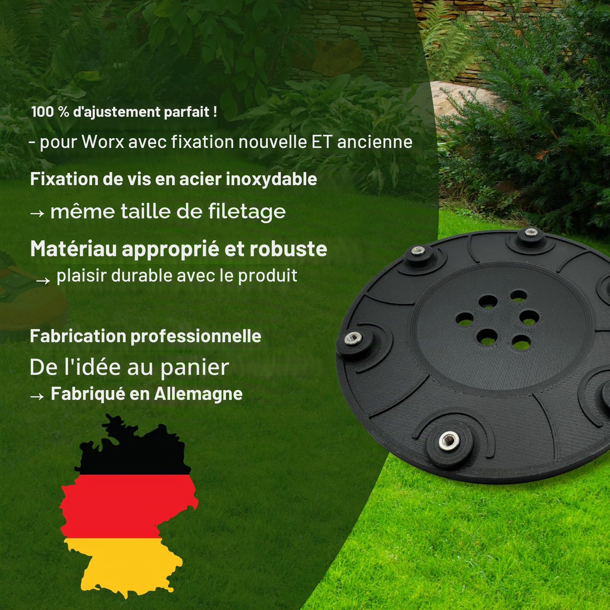 Worx Landroid Disque de coupe 6 lames 185 mm 220 mm 3DHerb 3H-L2000