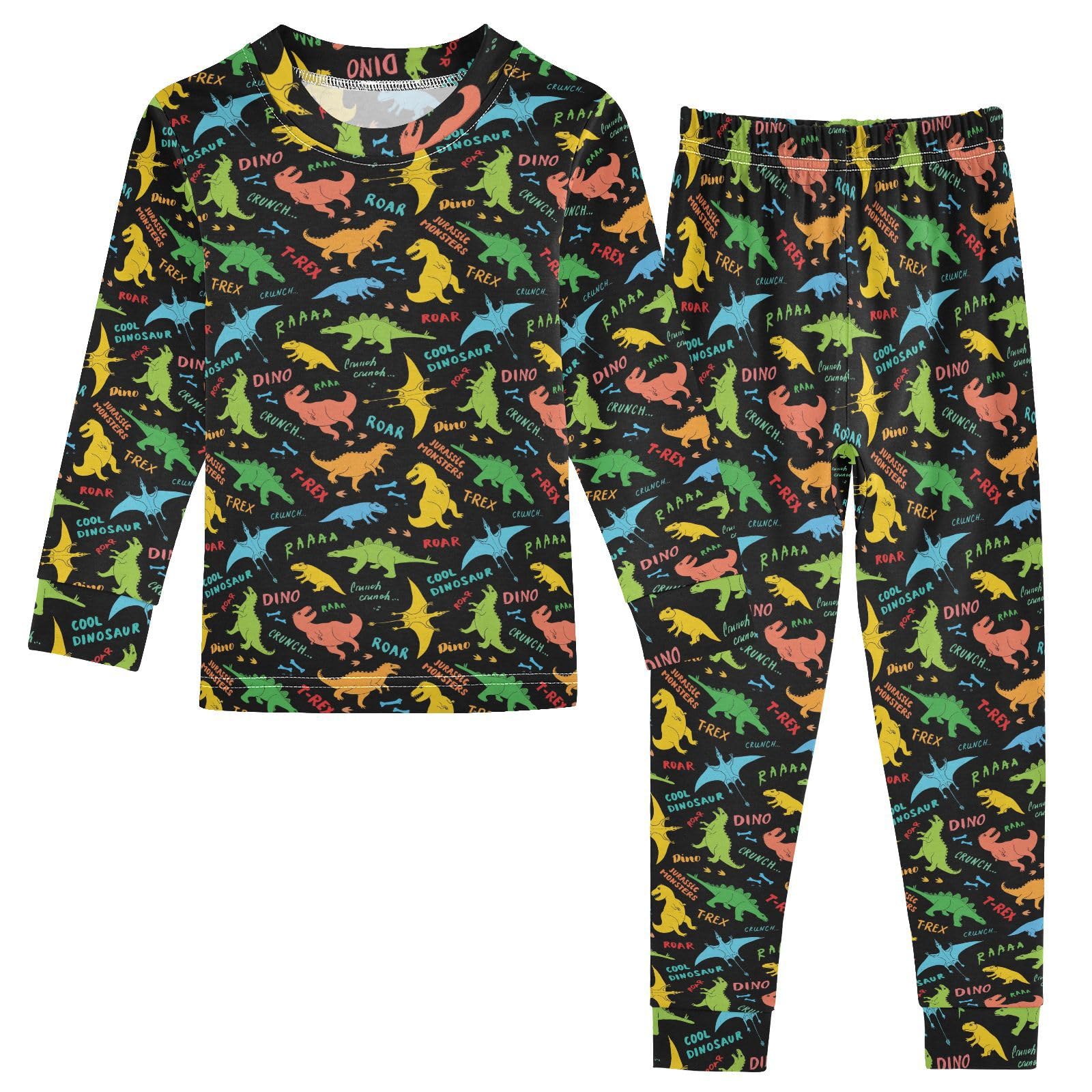 JHKKU Dinosaurs Pajamas Set Cotton 2 Piece Soft Comfy Pjs Long Sleeve Lounge Sleepwear 3T