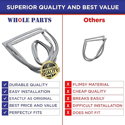 Miniatura 7 de Whole Parts Junta de puerta de refrigerador (tira magnética en el interior, gris) Parte # 241510205 - Reemplazo y compatible con algunos