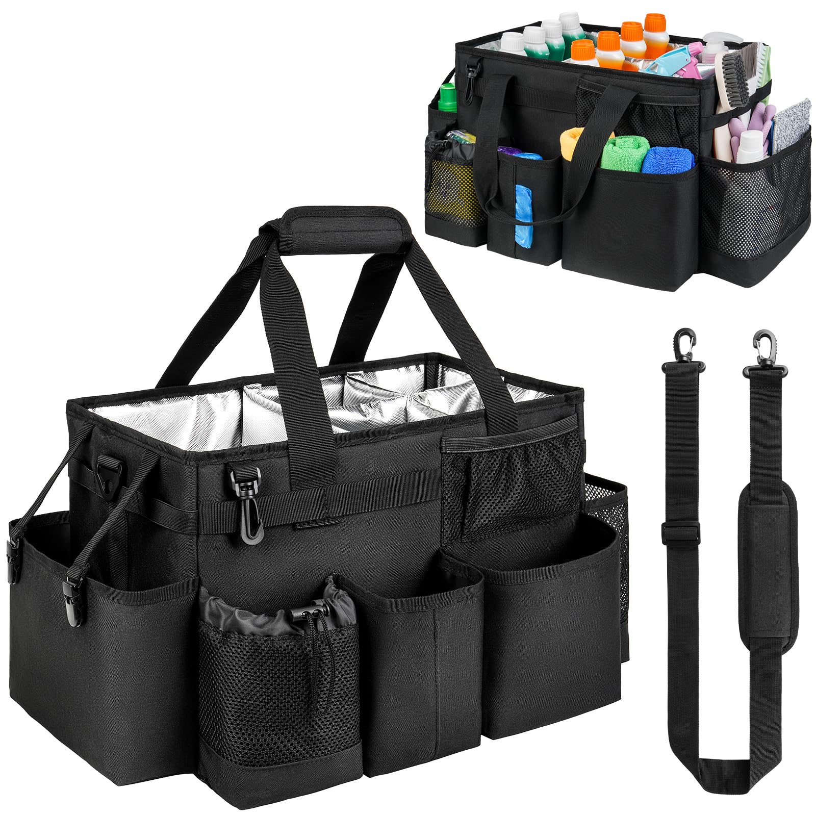 Sac caddy de nettoyage grande capacité avec bandoulière et séparateurs