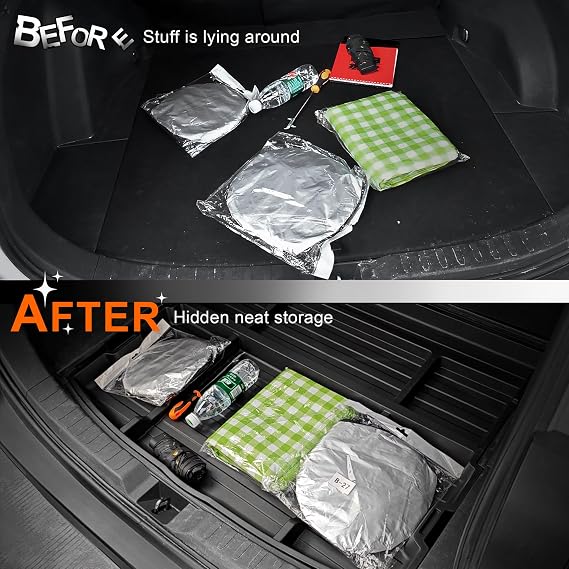 Trunk Organizer for 2019-2024 2025 Toyota RAV4 Accessories, Not for Prime | Premium ABS Plastic Hidden Storage Box Under Cargo Floor, Rear Trunk Insert Tray, SUV Cargo Storage Organizer