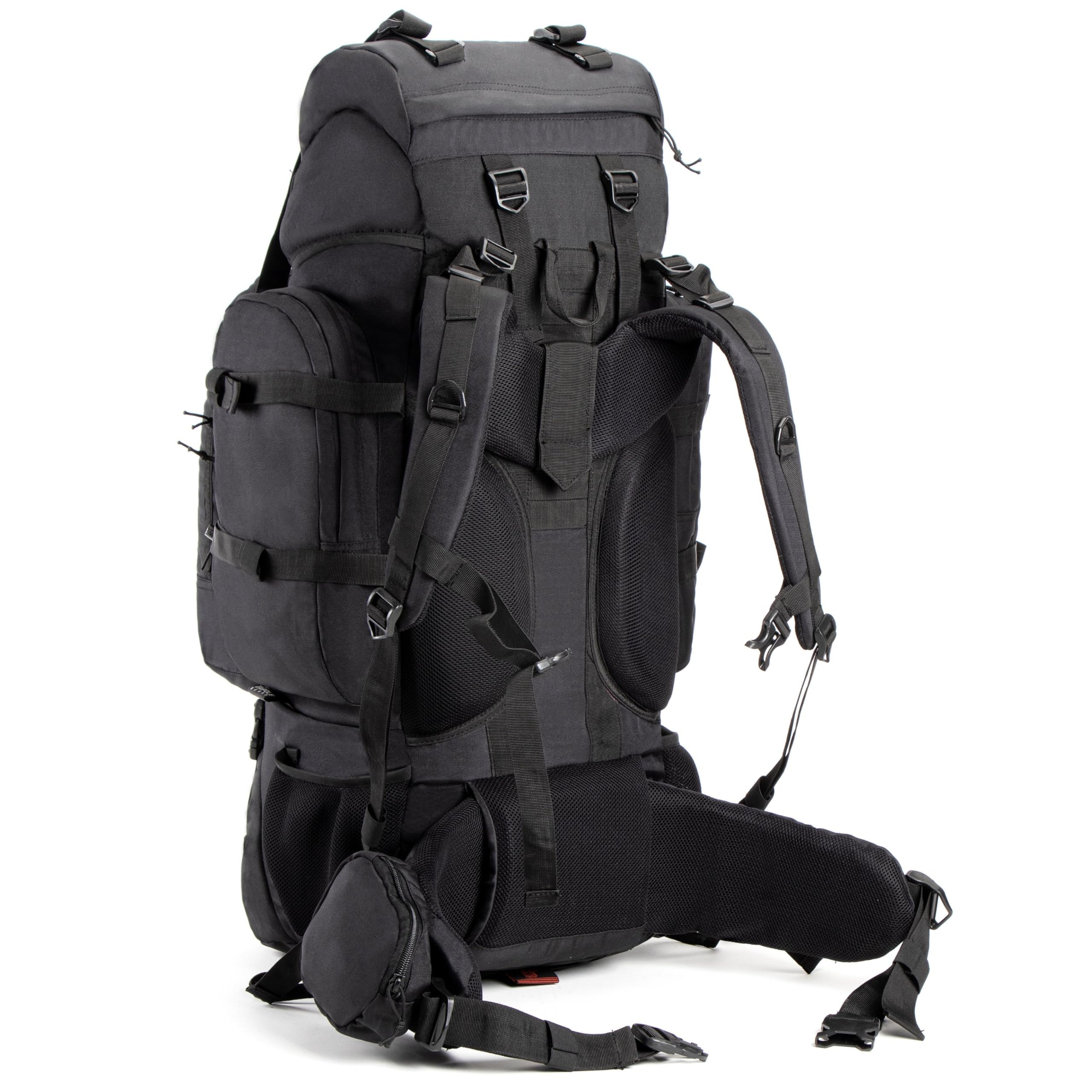 Tripole Mochila Colonel de 95 Litros con Mochila Desmontable - Senderismo, Trekking, Viajes, Camping, Resistente al Agua, con Espalda Transpirable, Negro