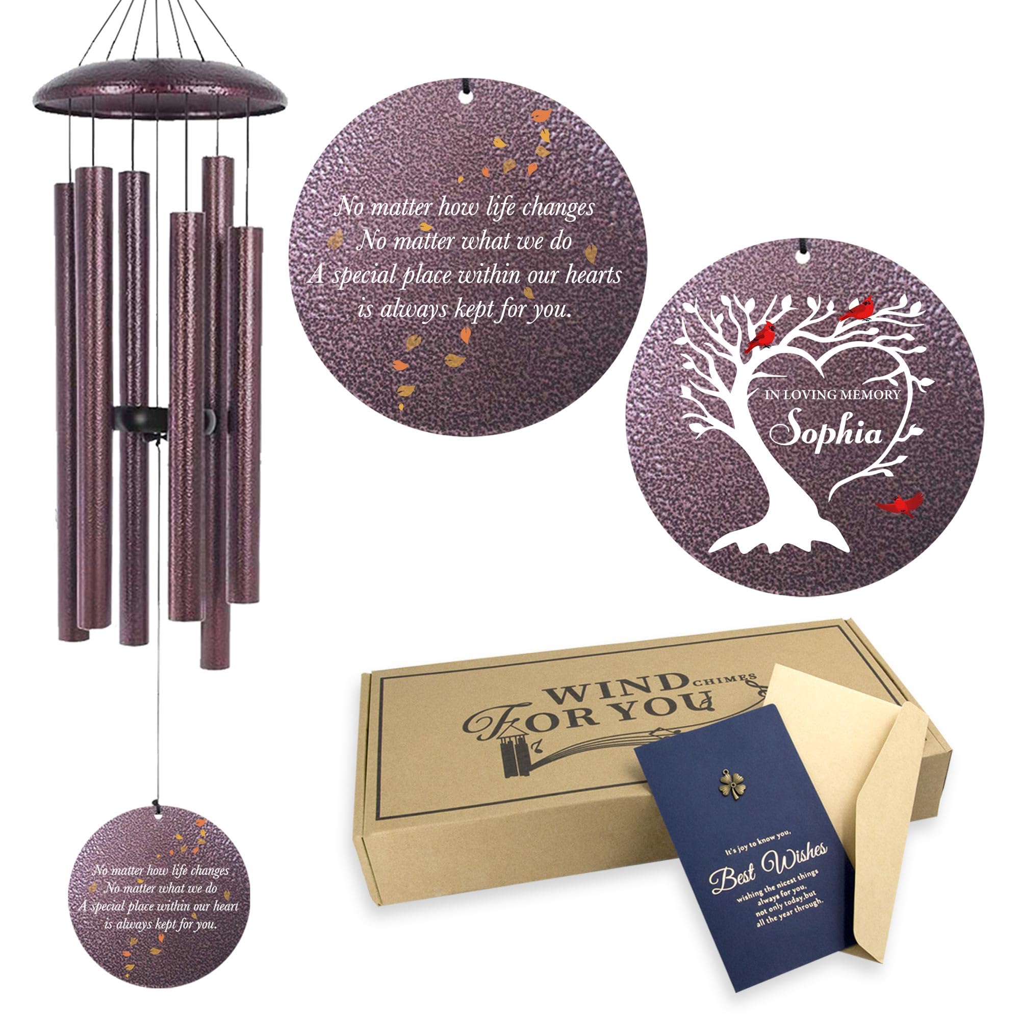 Personalized Memorial Life Tree Wind Chimes for Loss Loved One