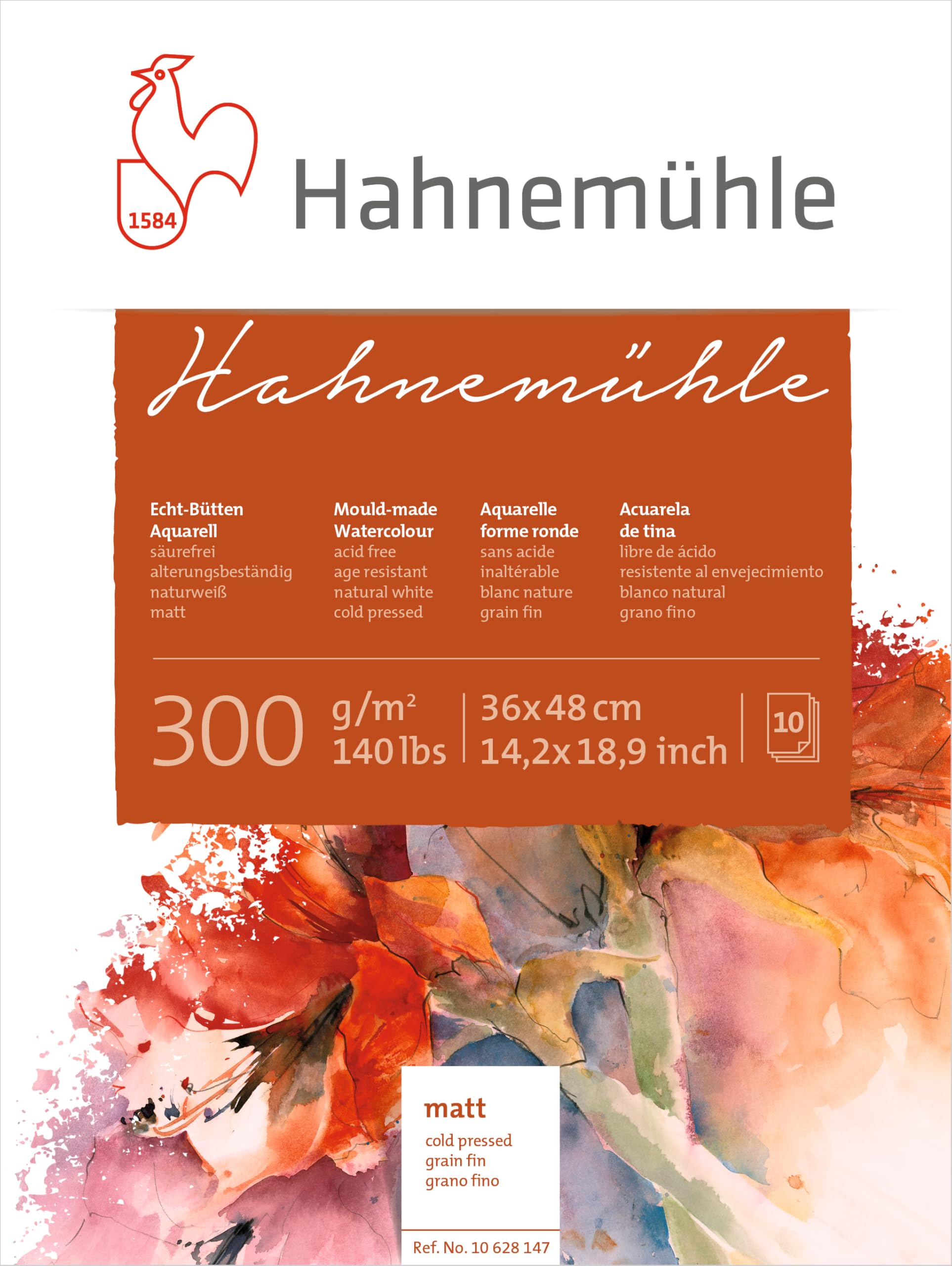 Bloc para Acuarelas Hahnemühle Mate, Papel Grueso 300 g/m², 36 x 48 cm, 10blatt