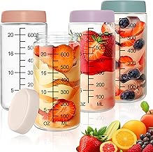 4 x Jars for Overnight Oats Graduated, 700 ml Glass Jars with Non-Slip Airtight Lid for Night Oats, Porridge, Yogurt, Reusable Preserving Jars for Jams, Seeds