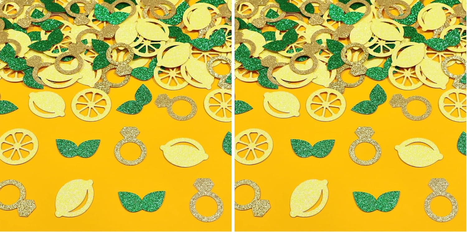 Sursurprise 200pcs Lemon Table Confetti Glitter for She Found Her Main Squeeze Lemon Bridal Shower Decorations Bachelorette Party Wedding Engagement Supplies
