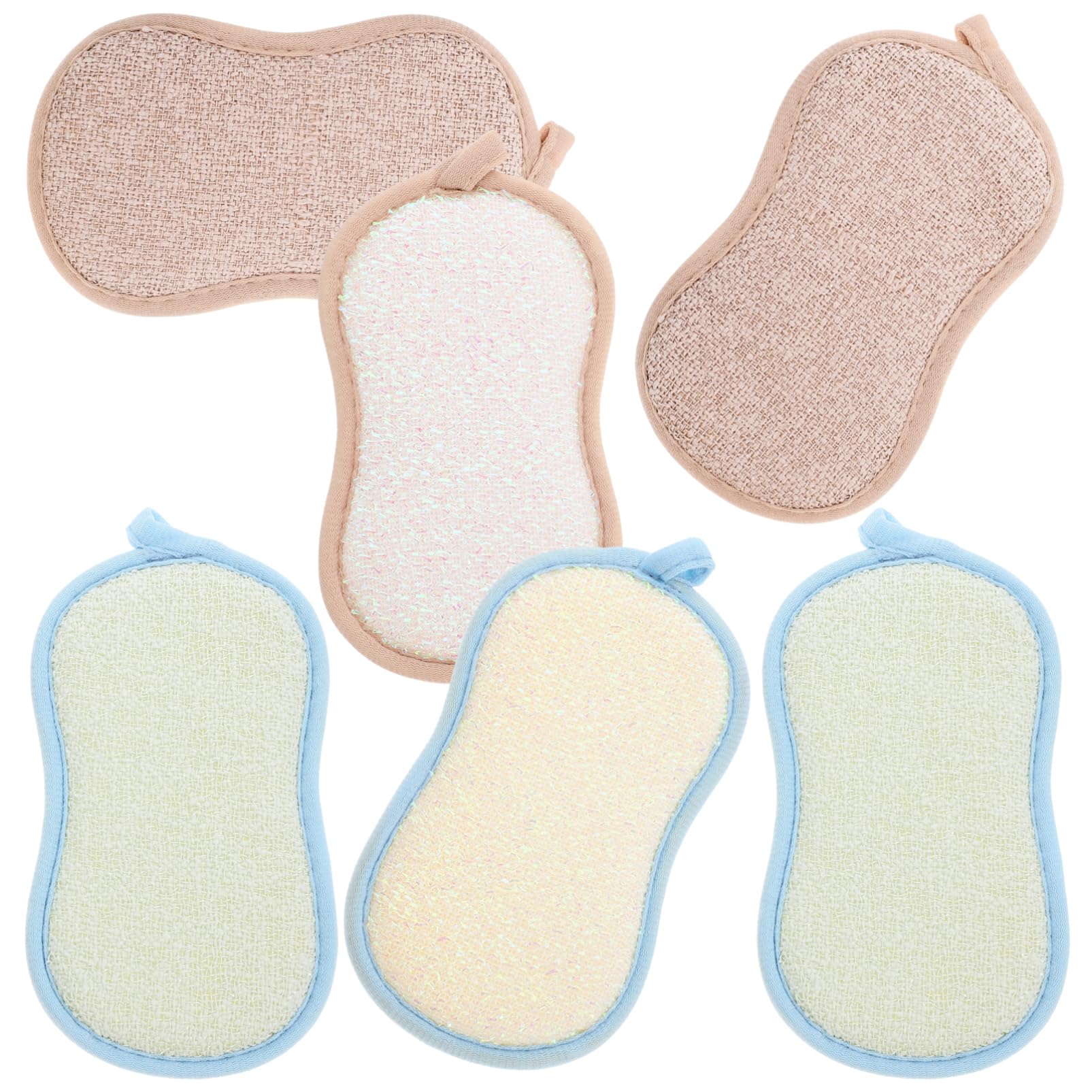FRCOLOR 5 Sätze Spülbürste Aus Bambusfaser Haushaltsreiniger Haushaltsschwamm Reinigungstuch Schrubbschwamm Geschirrsputzschwamm Kleiner Wok-Schwamm Kompakter Spülschwamm 6 Stück * 5