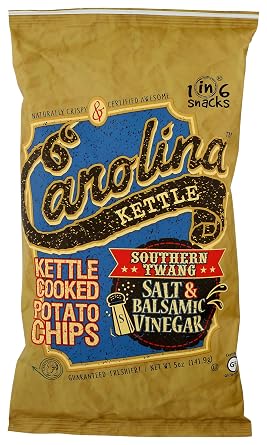 Carolina Kettle Kettle Cooked Potato Chips, Southern Twang Salt & Vinegar, 5 Oz