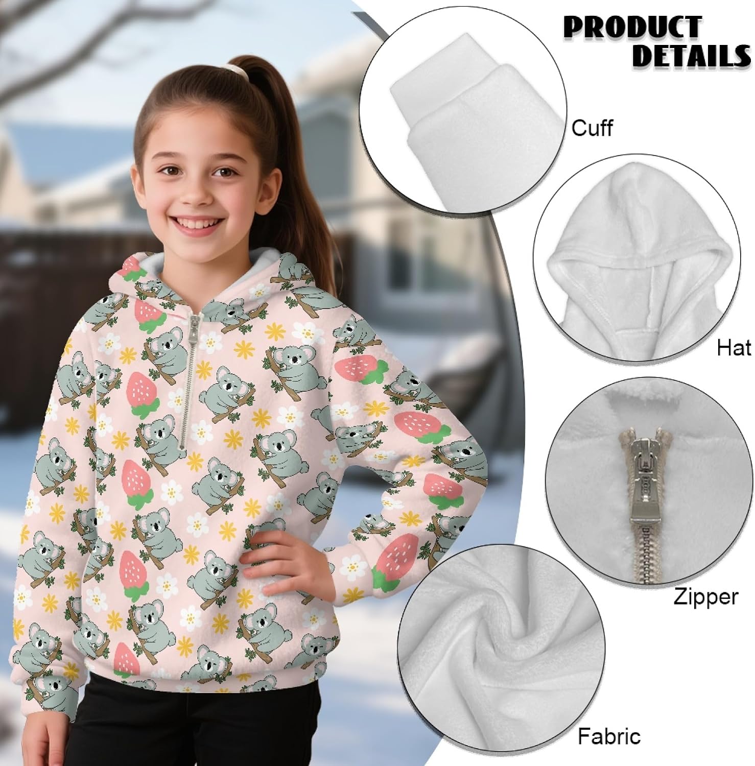 Hawapod Hoodie Teen Girl Pattern Half Zip Comfort Pullover Sweatshirt SSpring Fall Athletic Outdoor Oversized Hoodies