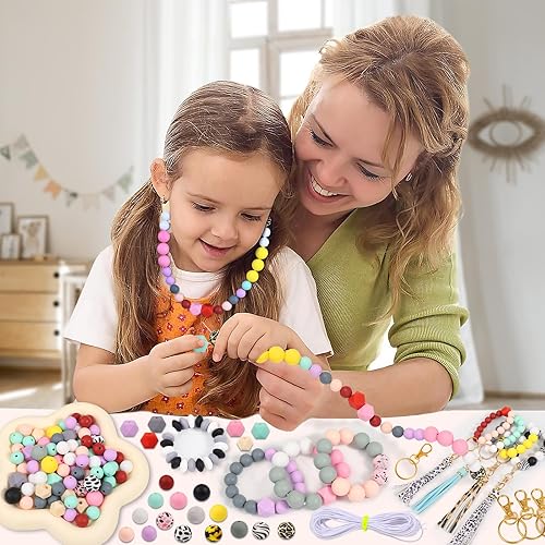 Miniatura 7 de CZWZ 141 cuentas de silicona para hacer llaveros, kit de cuentas para bolígrafos, cuentas de silicona, kit de fabricación de llaveros a granel,