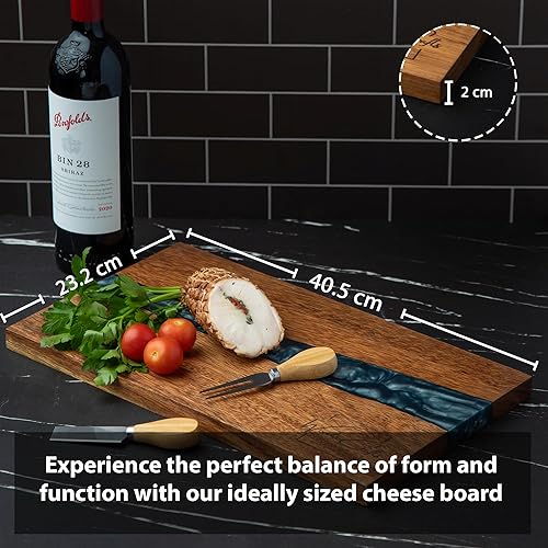 Miniatura 2 de Juego de tablas de queso de nogal y embutidos 4 cuchillos de embutidos, 2 tazones, abridor de vino sacacorchos, tabla de queso de resina duradera