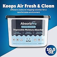 Vista 2 de Recipiente Absorbedor de Humedad con Carbón Activado - Paquete de 6 - Caja Eliminadora de Olores Desechable de 10.5 oz y Deshumidificador