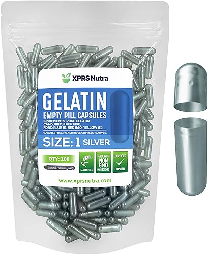 XPRS Nutra Cápsulas vacías de tamaño 1, 500 cápsulas vacías de gelatina - Cápsulas de píldoras vacías expresas - Relleno de cápsulas de bricolaje -