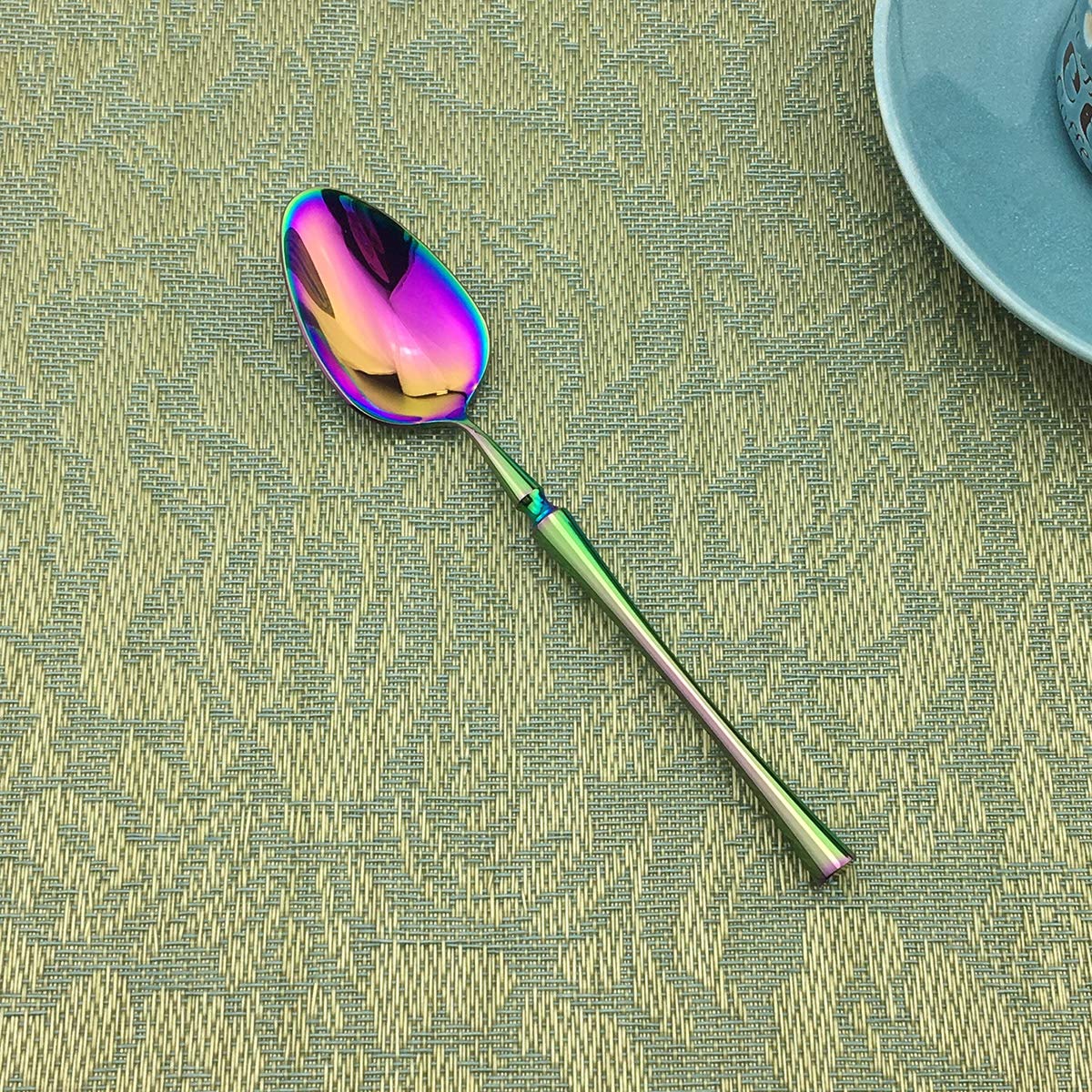 Gugrida Luxury 4-piece Teaspoon Coffee Spoon Rainbow Silverware - 18/10 Stainless Steel Colorful Flatware Set, Bright Multicolored Titanium Cutlery Set Tableware Multicolor