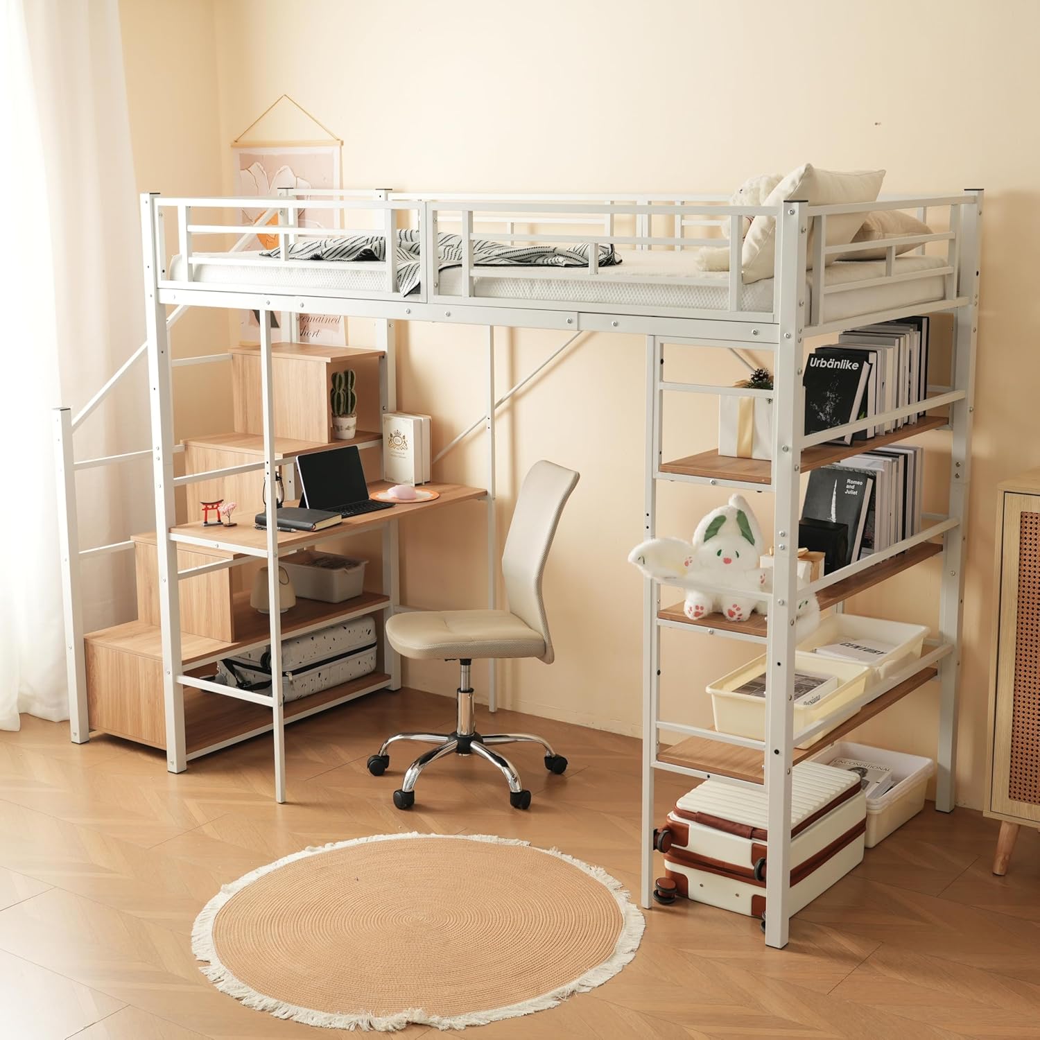 引き取り限定　高知　ホワイトロフトベッド 収納棚付き　IKEA 引き取り限定 高知 ホワイトロフトベッド 収納棚付き IKEA ホワイト