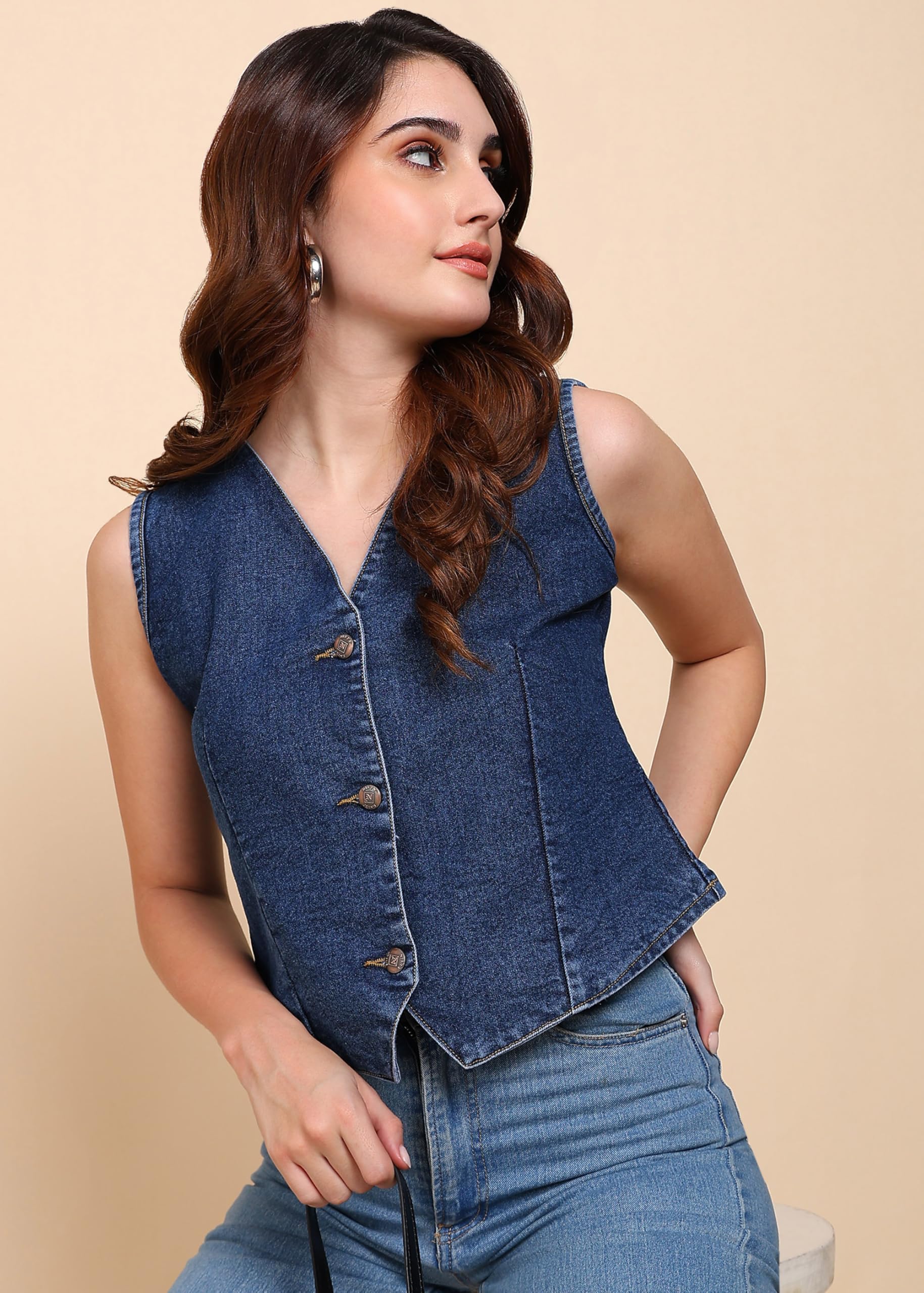 Nifty Women's Denim Waistcoat (1474_BLU_L_Blue_Large) - Image 8 thumbnail
