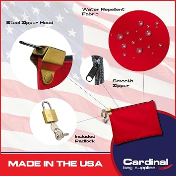 Medication Security Bag with Padlock, Red