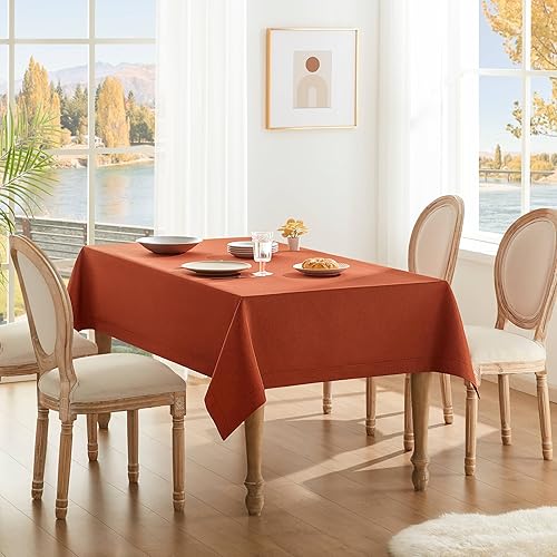 Miniatura 9 de ZeeMart Basic Green Table Cloth, Farmhouse Faux Linen Style Rectangle Tablecloths 60 x 104 Inch Sage Green, Wrinkle Resistant Washable Heavy Weight