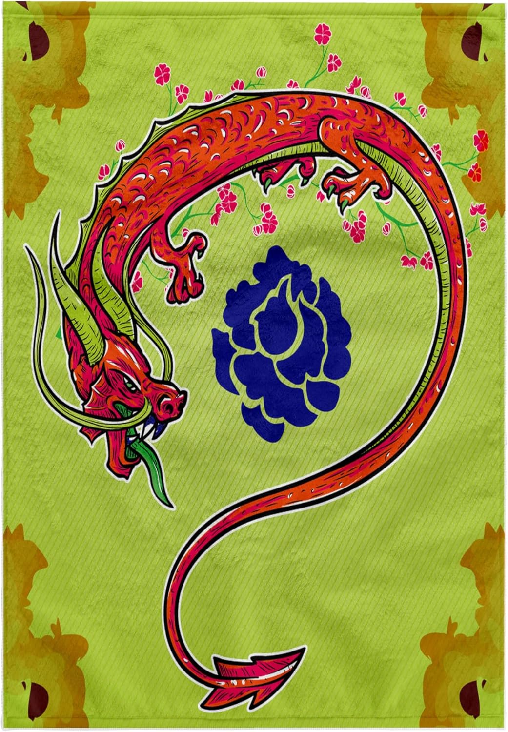 3dRose Colorful Chinese Dragon and Oriental Flowers Asian Inspired Vector Designs Gifts 22x30 Bath Hand Pool Towel