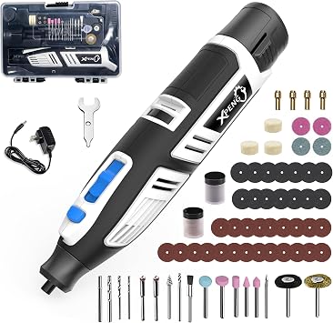 XPENG 12V mini Cordless Rotary Tool Kit, 6 Variable Speeds 5000-25000 RPM 2000mAh Fast-Charging 102 Pcs Accessories for Sanding, Polishing, Carving, Cutting, Drilling and DIY Crafts