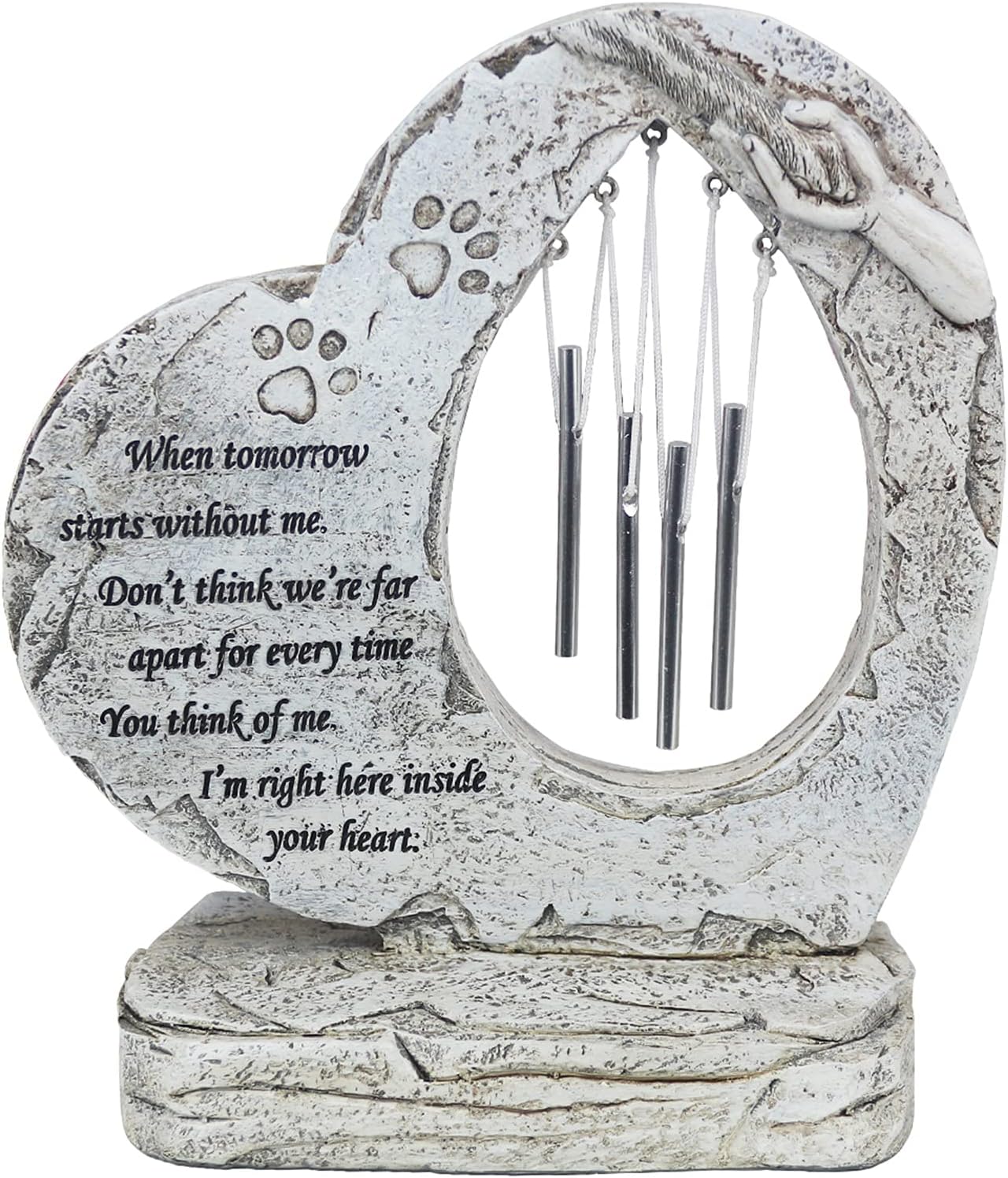 YLSMILE Pet Memorial Stones for Loss of Pet Gifts, Heart Shaped Paw Print Pet Memorial Gifts, Pet Grave Markers for Dog Memorial Gifts