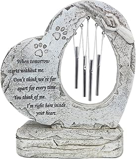 Heart Shaped Paw Print Pet Memorial Stone - Dog Grave Marker for Loss of Pet