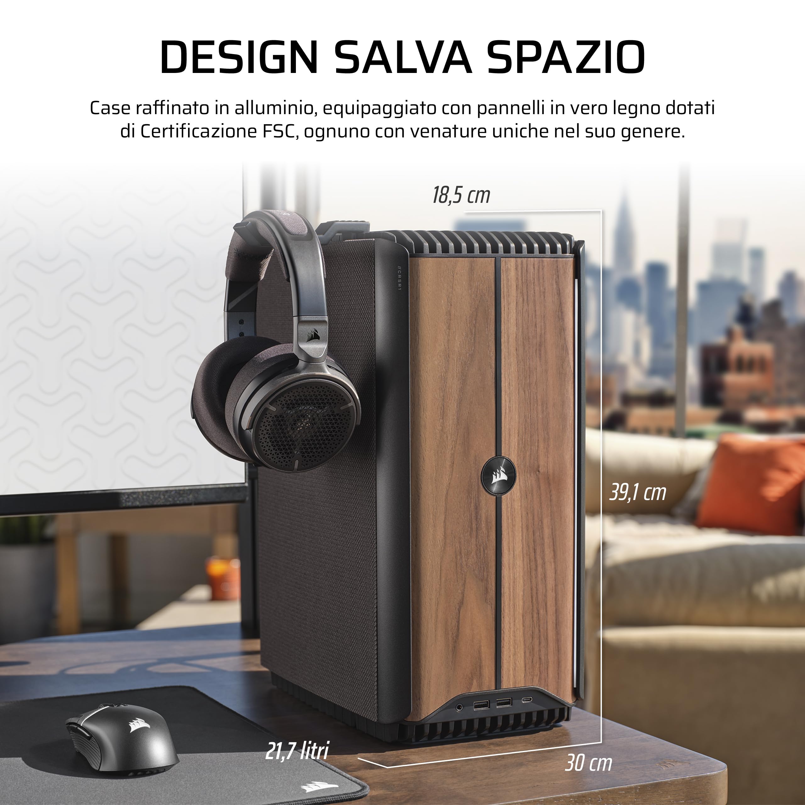 CORSAIR ONE i500 Gaming PC – CPU Intel® Core™ i9 14900K Raffreddata a Liquido – GPU NVIDIA® GeForce RTX™ 4080 SUPER Raffreddata a Liquido – 32 GB Memoria DDR5 VENGEANCE – 2 TB SSD M.2 – Legno Scuro