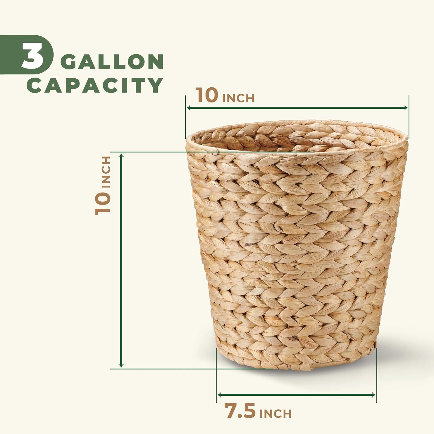 84ECO 2-Pack Wicker Trash Cans and Set of 2 Rectangular Wicker Trays, Natural Water Hyacinth