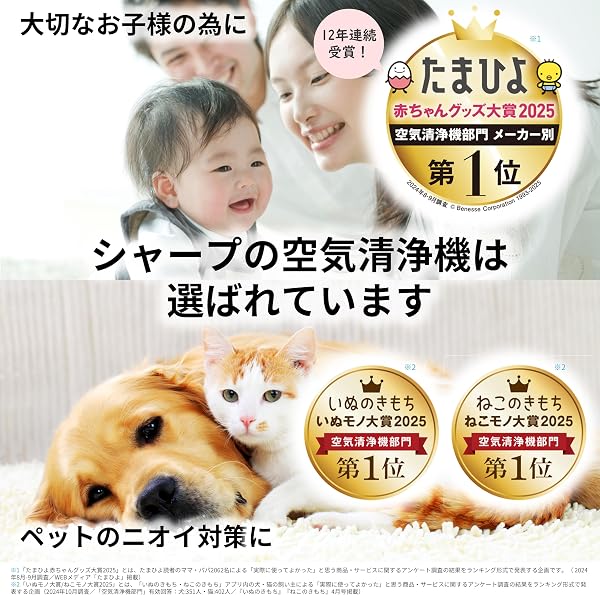 Sharp KC-J50C-H Air Purifier with Plasmacluster 7000, Slim Design, Floating Virus, Pollen, Air Purification, Static Electricity Suppression, PM2.5 Compatible, Air Purification for 23 tatami mats - 3