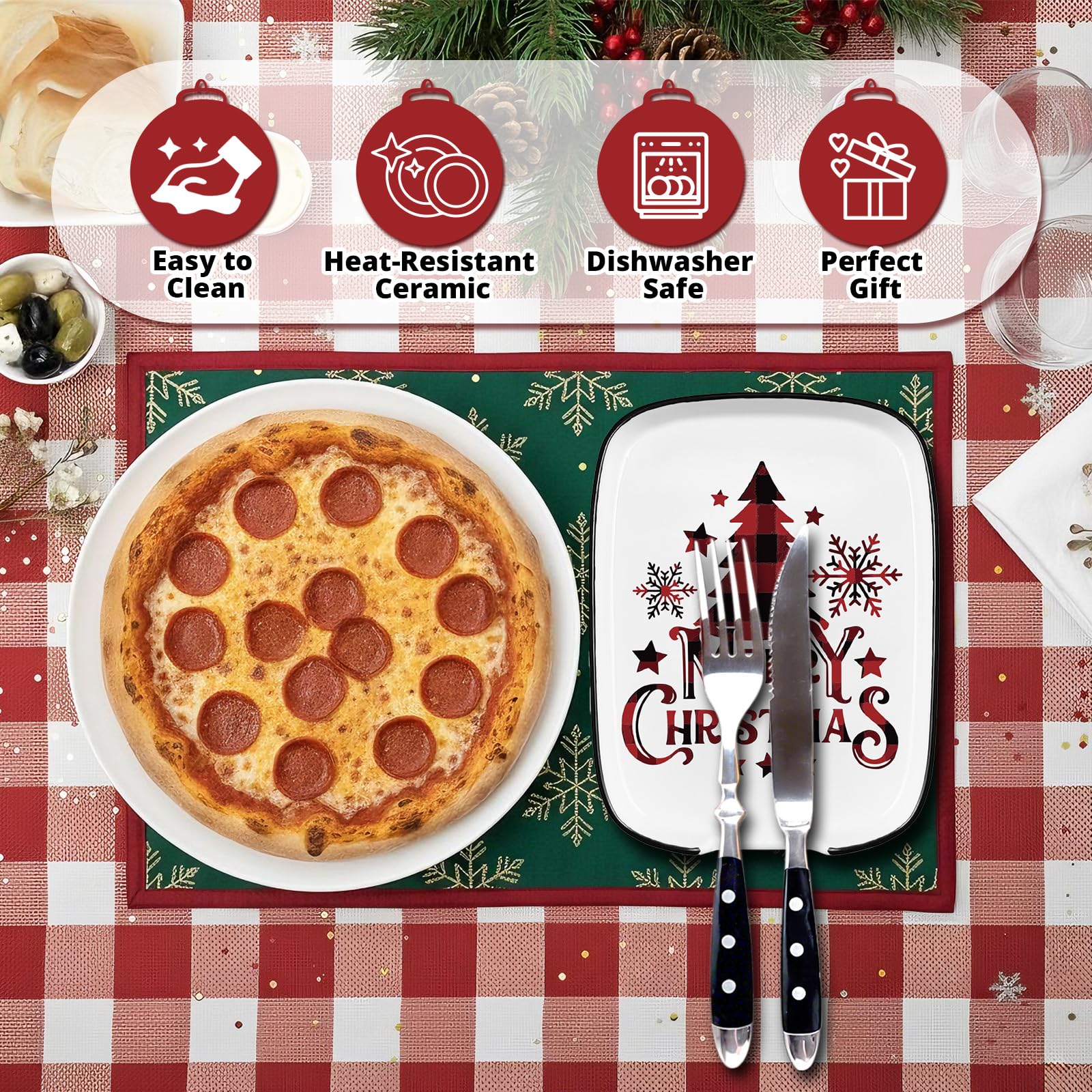 Christmas Ceramic Spoon Rest for Kitchen Stove Top Counter, Heat Resistant Spoon Holder, Cooking Utensils Holder, Kitchen Cute Decor for Cooking Lovers, Merry Xmas Housewarming Gift