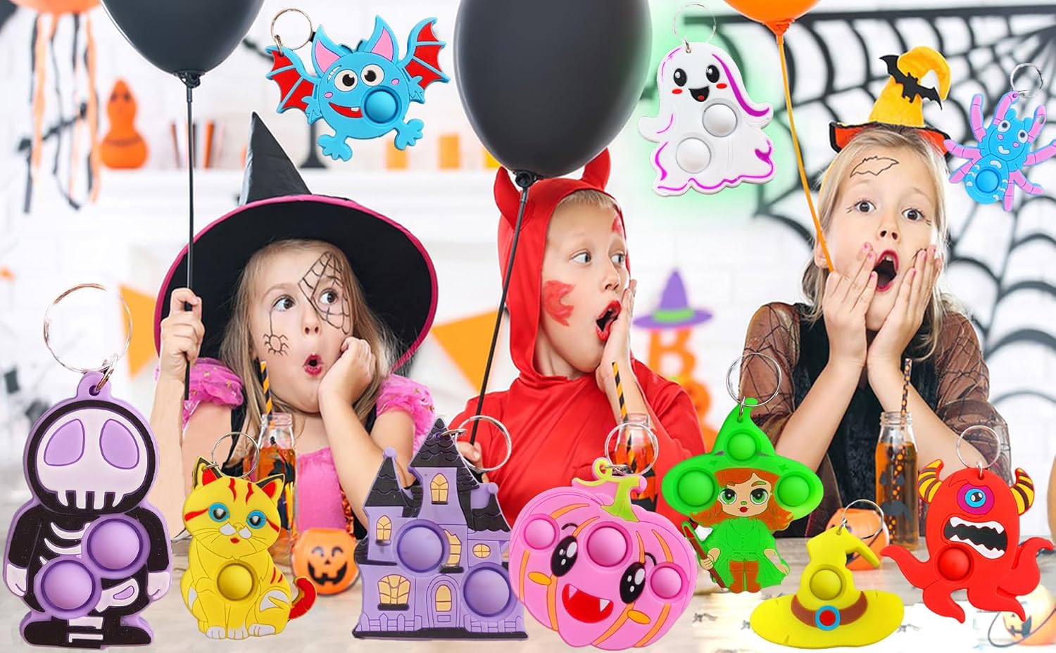 30 Packs Bulk Halloween Spider Ghost Fidget Mini Pop for Kids Party Favors and Classroom Students Gifts