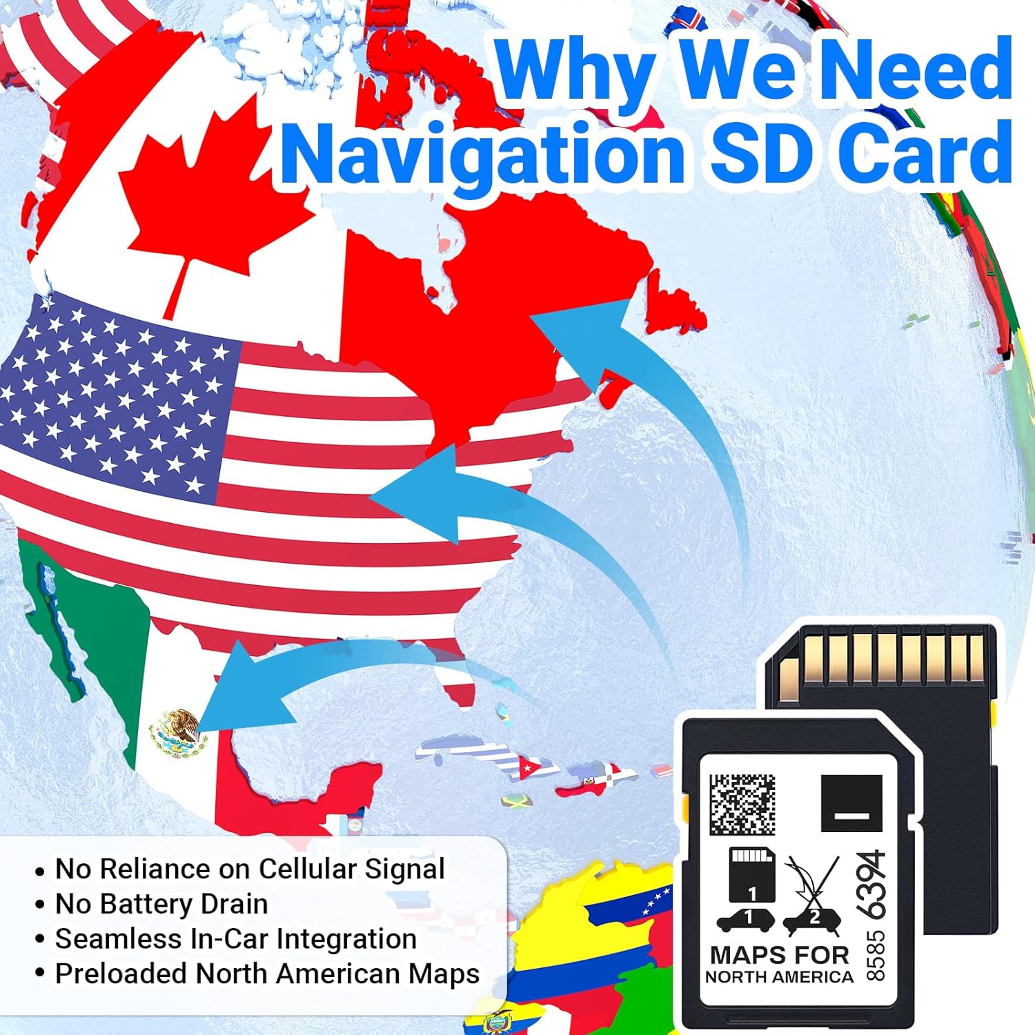 2026 Latest Navigation SD Card Fits for Chevrolet Cadillac Buick GMC Most Models | Accessories Part Number 8585 6394 | Maps Cover USA Canada Mexico | INFO 3 Map Update-V.2024