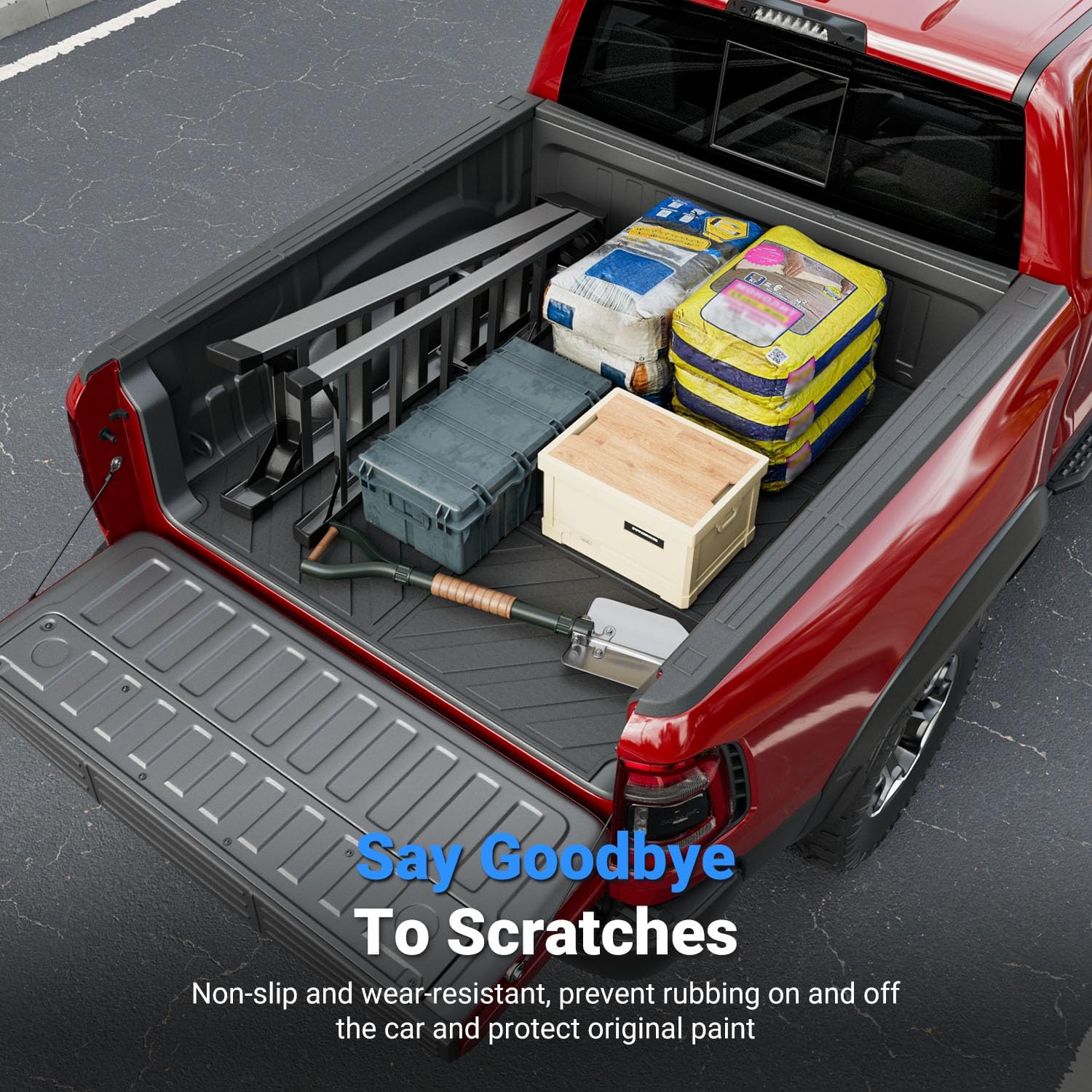 Truck Bed Mat Compatible with 2019 2020 2021 2022 2023 2024 2025 2026 Dodge Ram 1500 Bed Liner Truck Bed Rail Cap Replacement for 2019-2026 Dodge Ram 1500 Accessories
