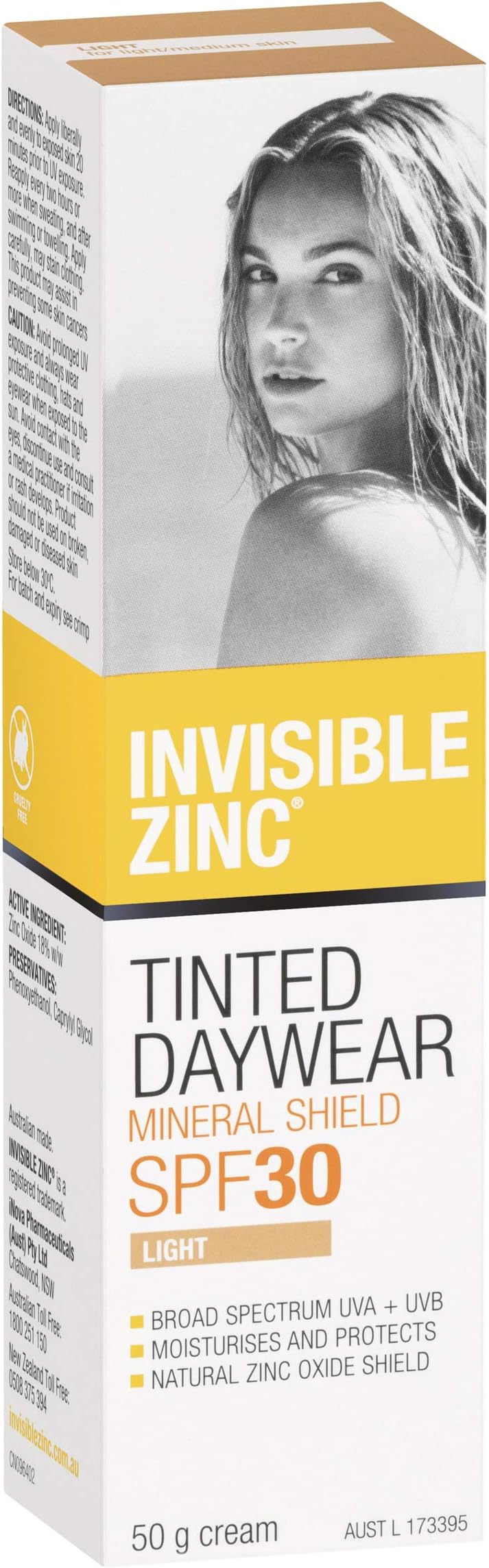 Invisible Zinc Light Tinted Daywear SPF 50+ - Daily Moisturiser With Sun Protection & Sheer Foundation To Nourish & Prevent Appearance Of Premature Ageing Caused By Harmful UV Rays - 50g