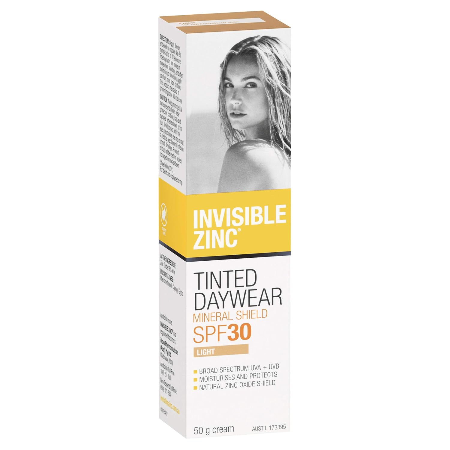 Invisible Zinc Light Tinted Daywear SPF 30 - Daily Moisturizer with Sun Protection Sheer Foundation to prevent appearance