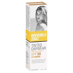 Invisible Zinc Light Tinted Daywear SPF 30 - Daily Moisturizer with Sun Protection Sheer Foundation to prevent appearance