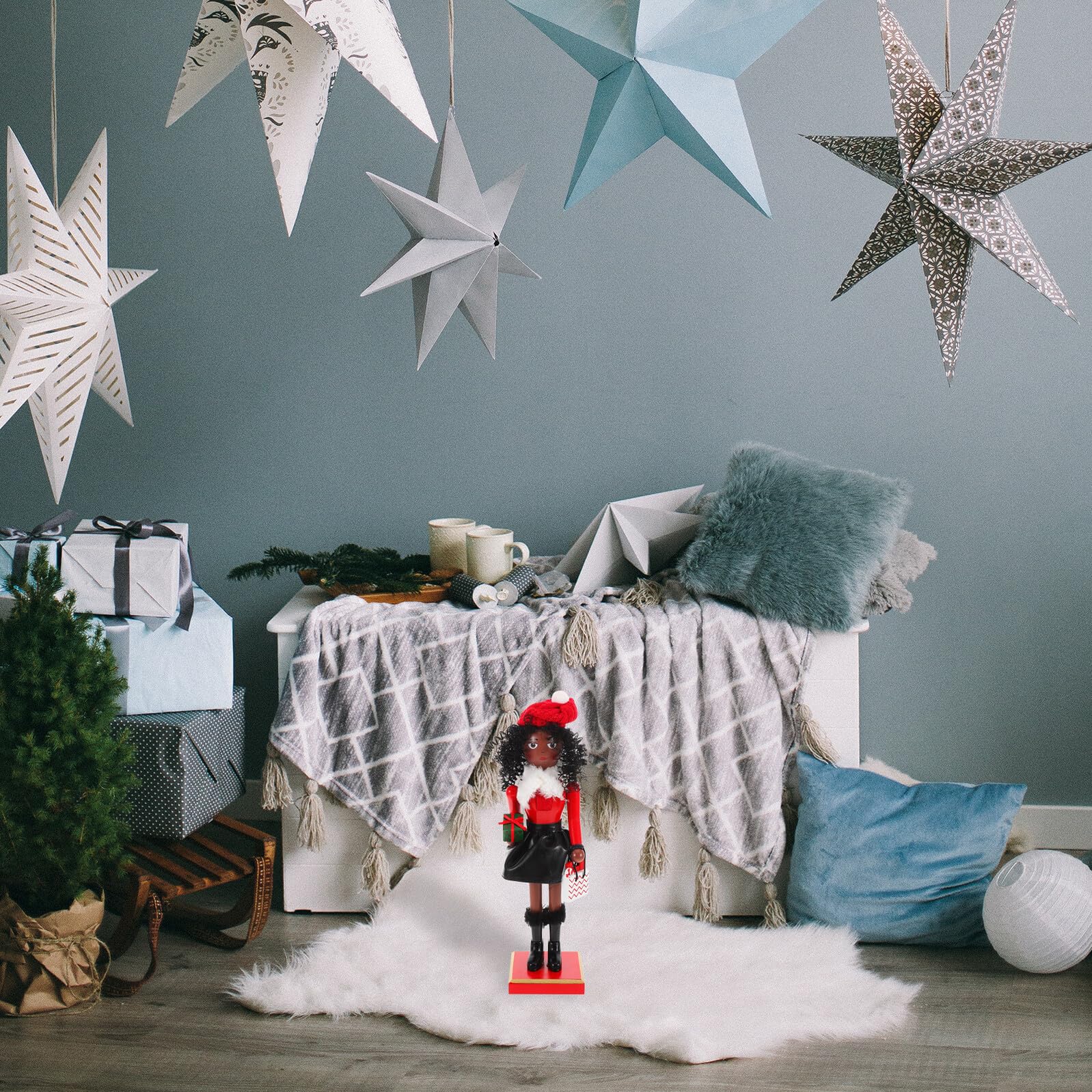 Cabilock Holz Nussknacker Figur für Weihnachten Dekoration Tisch Nussknacker aus Holz für Party Weihnachtsdeko mit Traditionellem Motiv