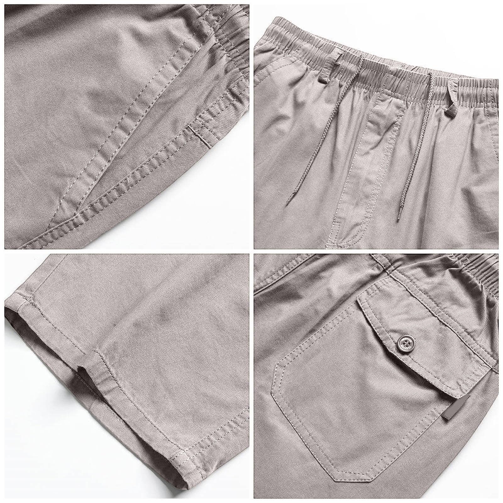 Pantaloncini sportivi da uomo, elasticizzati, taglie grandi, cachi, 3XL