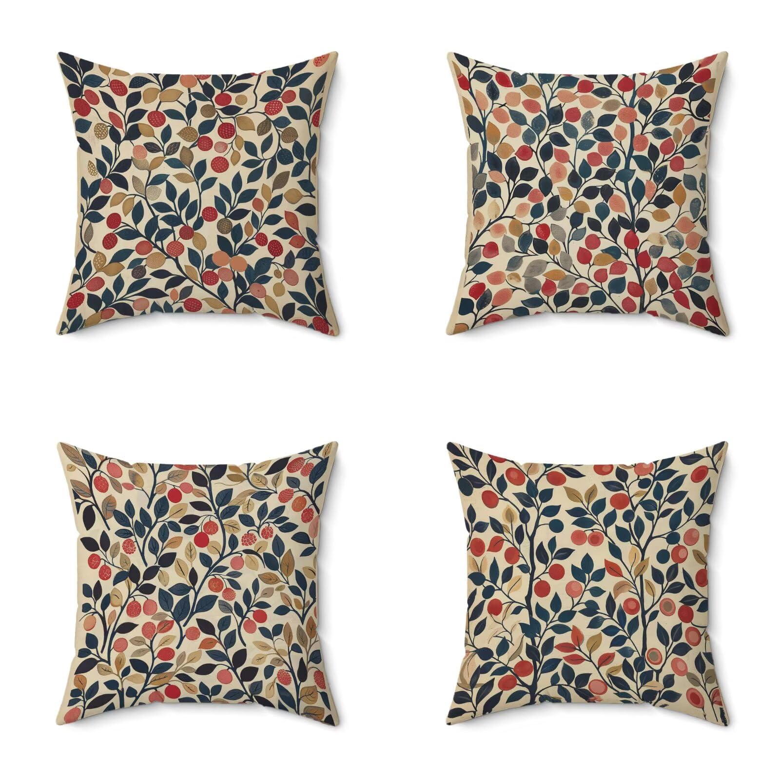 Poduszka outdoorowa 60 x 60 cm, zestaw 4 kremowych poszewek na poduszki, Hoja, wodoodporna, len, na sofę, HD, dwustronny nadruk, poduszka dekoracyjna do użytku na zewnątrz, do ogrodu, na taras