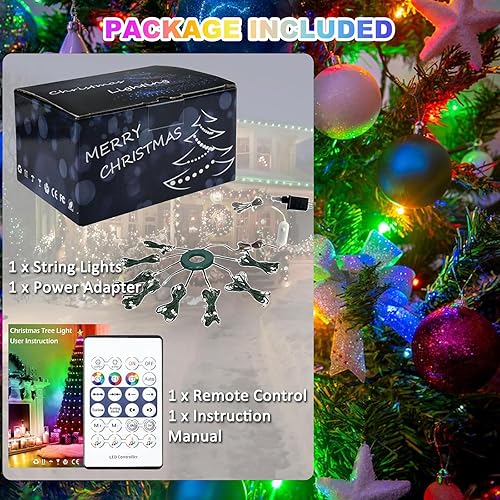 Miniatura 7 de Luces para árbol de Navidad, 400 luces LED de 6.6 pies x 20 tiras de luces con aplicación y control remoto, multicolor, 24 modos con temporizador y
