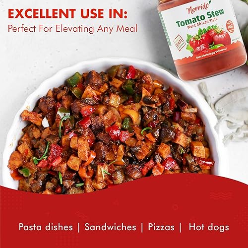 Miniatura 3 de NERRIDO Tomates enlatados africanos y salsa Jollof, salsa picante de tomate orgánico 16oz (454g) (caliente, paquete de 2)