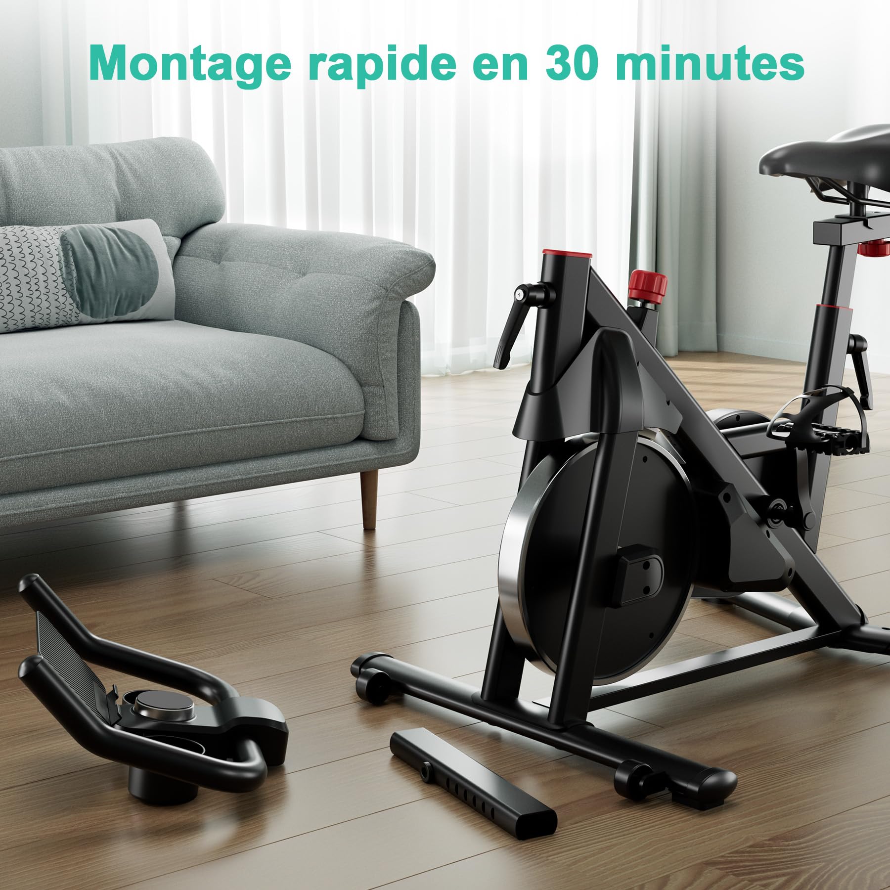 Vélo d'Appartement 32 Niveaux de Résistance avec APP, Charge Maximale 136 kg