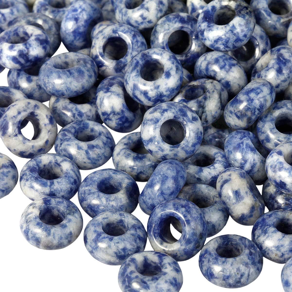 TUMBEELLUWA Natural Gemstone Beads for Jewelry Making, Rondelle Large Hole Loose Beads Pack of 15,Sodalite(8x14 mm) - Image 5